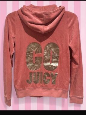 Juicy Couture Coral Pink Velour Zip Hoodie